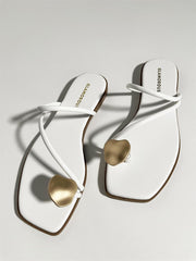 White Toe-Thong-Flat-Sandals
