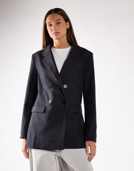 Black Marl Button Detail Blazer