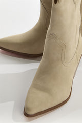 Cream Cowboy Ankle-Boots