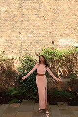 Soft-Terracotta Round-Neck Crop-Top