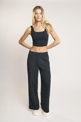 Agon Lounge Black Square-Neck Crop-Top.
