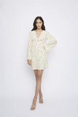 Orange Ditsy-Floral Mini-Dress