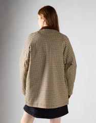 Cream Check Zip Up Collared Jacket