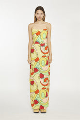 Psychedelic-Strawberry Slim-Spaghetti-Strap Maxi-dress