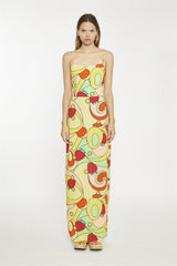Psychedelic-Strawberry Slim-Spaghetti-Strap Maxi-dress