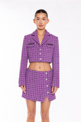 Purple-Check Cropped-Blazer