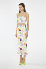 Multi-Flower Mesh Bandeau Crop-Top