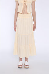 Pale-Lemon Tiered Maxi-Skirt