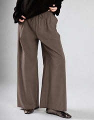 Smoke Brown Wide Leg Trousers