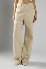 Ecru High-Waisted Straight-Leg Jeans