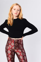 High Neck Crop Top - Black