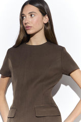 Brown Tailored Mini Dress