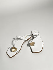White Toe-Thong-Flat-Sandals
