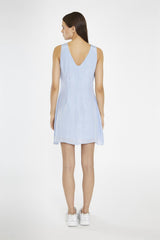 V-Neck Short Shift Dress - Light Blue