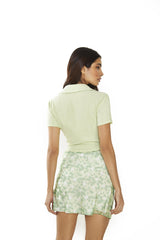 Apple Green Ditsy Sheer Mini-Skirt