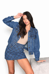Mid Stonewash Denim Cropped Jacket