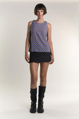 LADIES TOP-BLUE DITSY FLORAL-2Xtra Small
