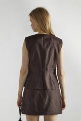 Dark Brown A-Line Mini-Skirt