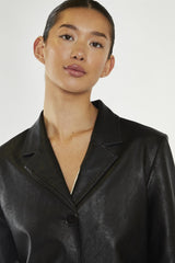 Black PU Oversized-Blazer