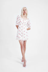 Rose Broderie Ruffle Mini-Dress
