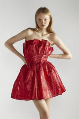 Red Callie Gathered-Bandeau Mini-Dress