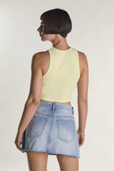 Lemon Sleeveless Ribbed Racerback Crop-Top
