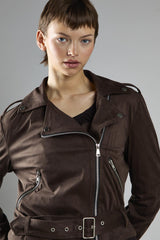 Brown Long Sleeve Biker Jacket