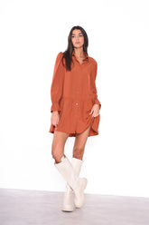 Rust Collared Mini-Dress