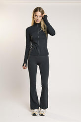 Signature Black Full-Zip Long-Sleeve Top