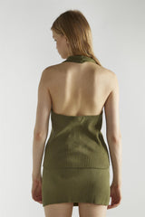 Khaki Ribbed Mini-Skirt