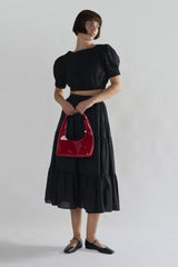 Black Puff-Sleeves Crop Tops