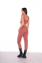 Rose Rust Rib Straight-Trousers