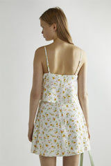 Orange-Pink Spring-Floral A-Line Mini-Skirt