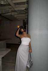 Light-Grey-Pinstripe Pencil Maxi Skirts