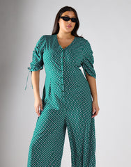 Glamorous Curve Green Lilac Spot Jumpsuit