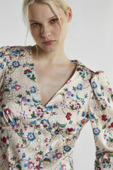 Stone Multi Floral Long Sleeve Top