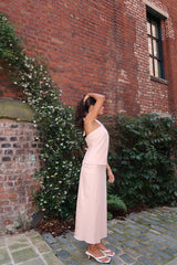 Nude-Peach Cross-Halter-Neck Crop-Top