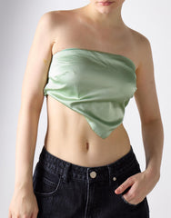 Sage Green Sateen Badana Strapless Top