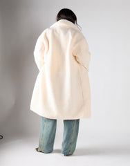 Cream Faux Fur Long Coat