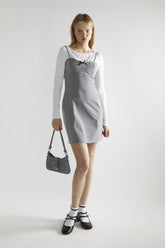 Grey Round-Neck A-Line Mini-Dress
