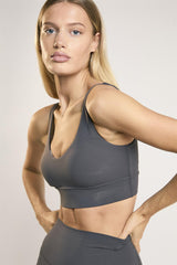 Signature Graphite-Grey Scoop-Neck Crop-Top.