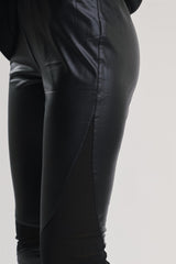 Black Leather-Look High-Waisted-Leggings