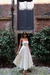 Vanilla Bandeau-Pleated Maxi-Dress