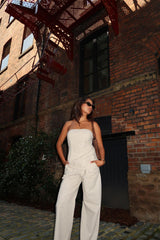 Natural-Ecru Bandeau Sleeveless-Top