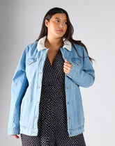 Curve Light Wash Denim Jacket