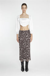 White-Satin Corset Crop-Top