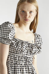 Black White Gingham-Print Skater Mini-Dress