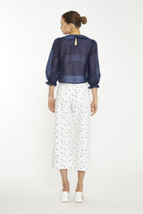 Navy Organza Crop-Top