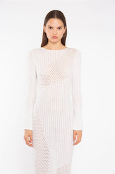 Off White Mix Knit Maxi-Dress