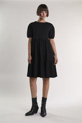 Black Tiered-Smock Midi-Dress